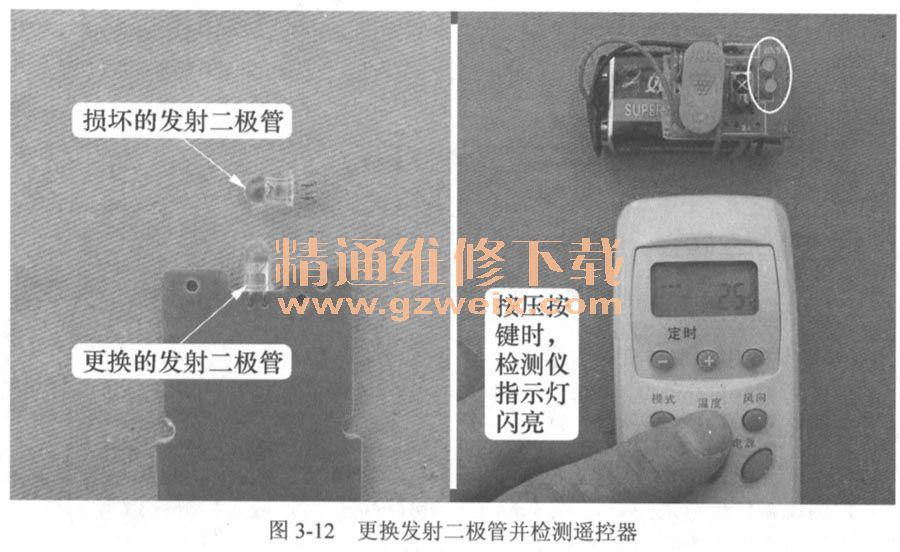 更換發(fā)射二極管并檢測遙控器