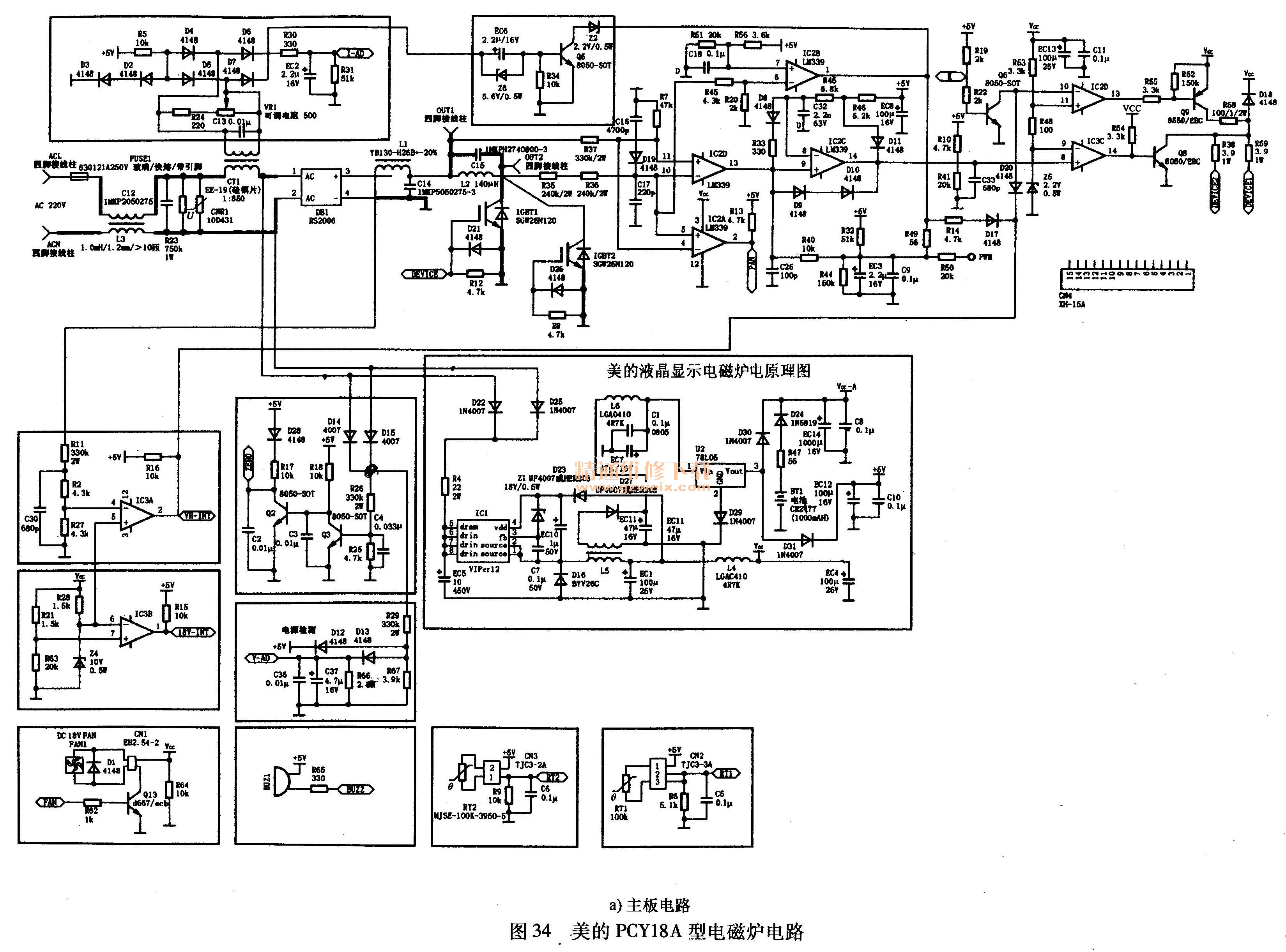 美的PCY18A型電磁爐電路