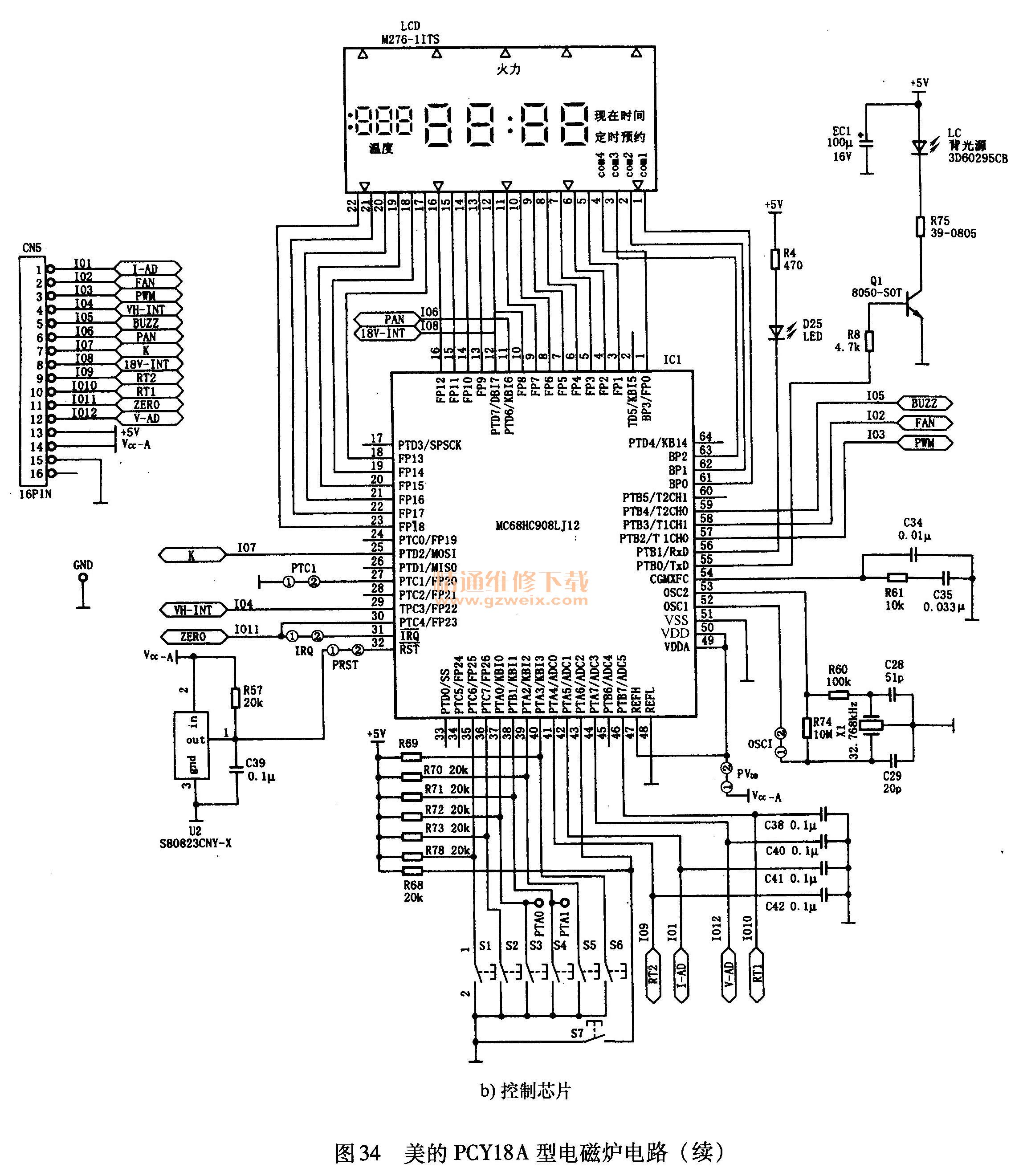 美的PCY18A型電磁爐電路