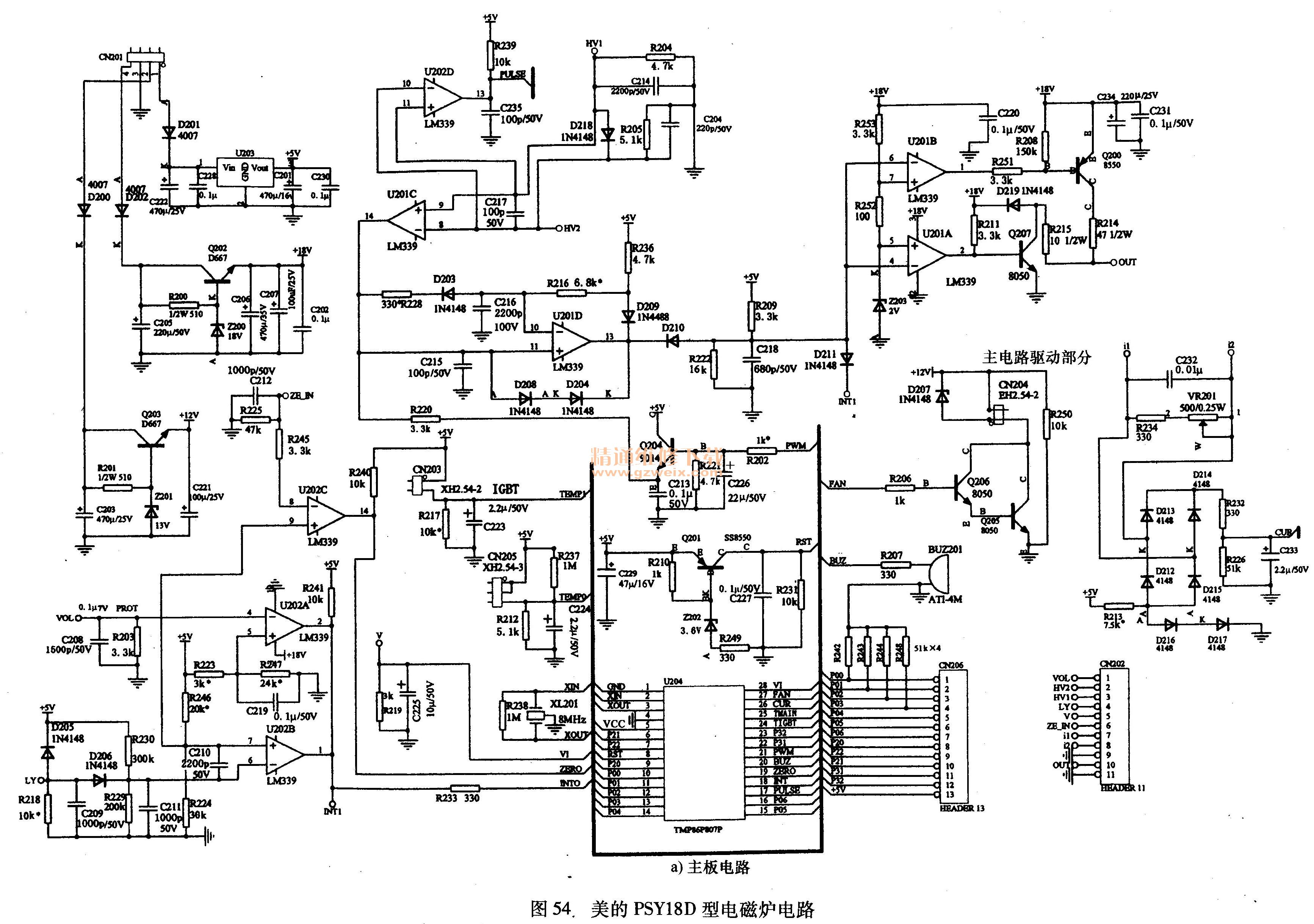 美的PSY18D型電磁爐電路