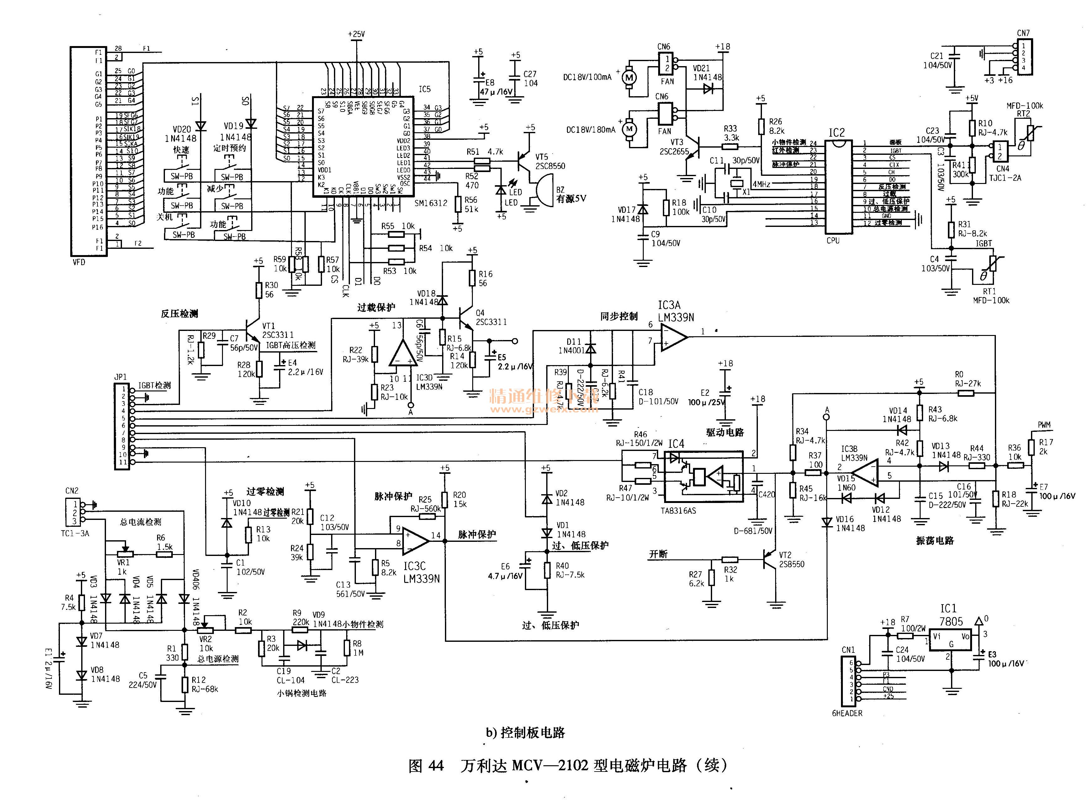 萬利達MCV-2102型電磁爐電路